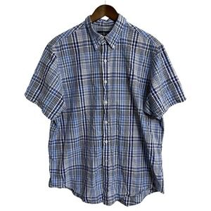Ralph Lauren‎ shirt mens XL Seersucker blue white plaid preppy business casual